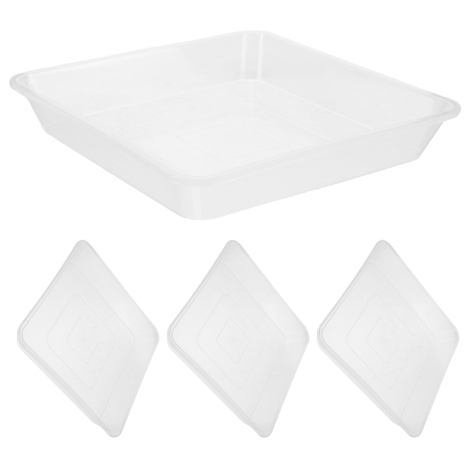 Drip Tray Saucer - 4Pcs Square Clear Plant Saucer Thickened