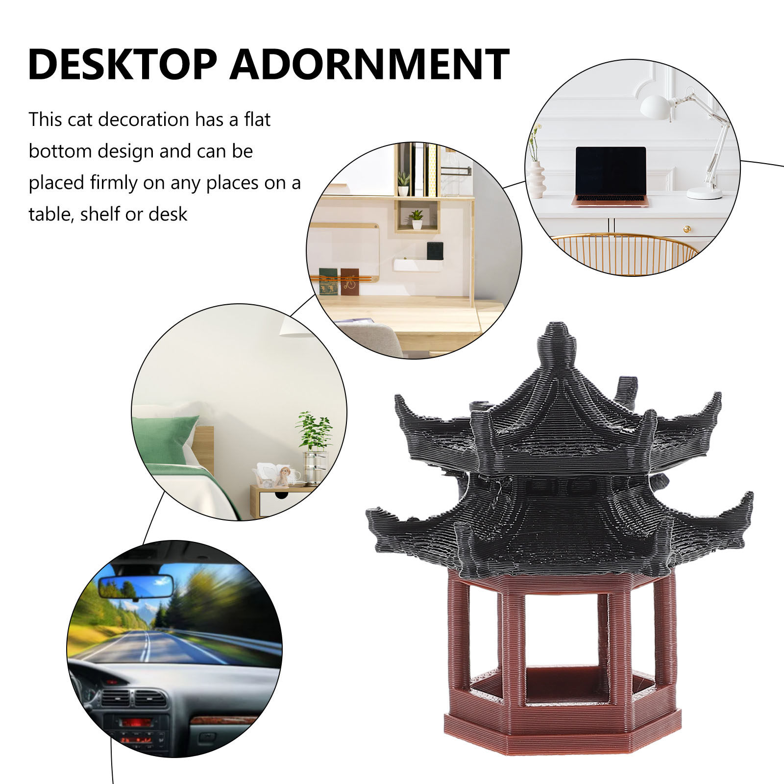 Bonsai Garden Chinese Garden - Exquisite Mini Hexagon Pavilion Statue Traditional