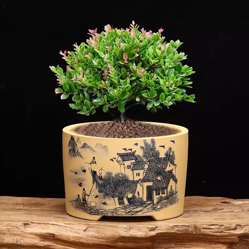 Ceramic Round Bonsai Pot,Vase, - огляд і ціна Bonsai Garden Chinese Garden