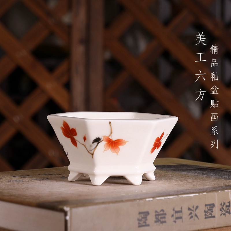 Porcelain Hexagon Bonsai Pot,S - огляд і ціна Bonsai Garden Chinese Garden