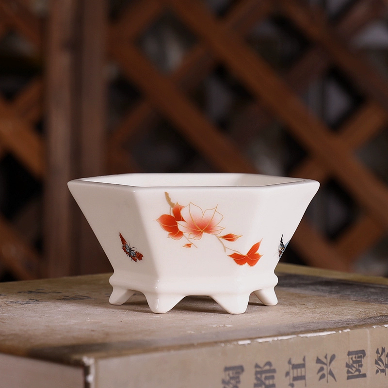 Porcelain Hexagon Bonsai Pot,S - огляд і ціна Bonsai Garden Chinese Garden
